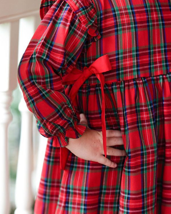 Red And Green Plaid Bow Dress