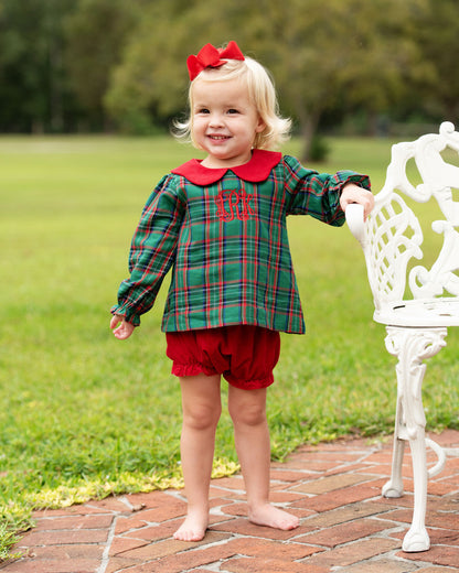 Green And Red Plaid Flannel Corduroy Diaper Set