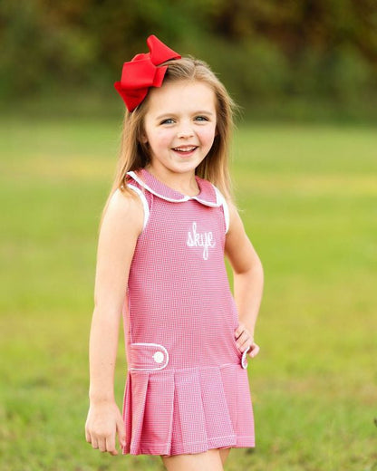 Red Gingham Lycra Tennis Dress