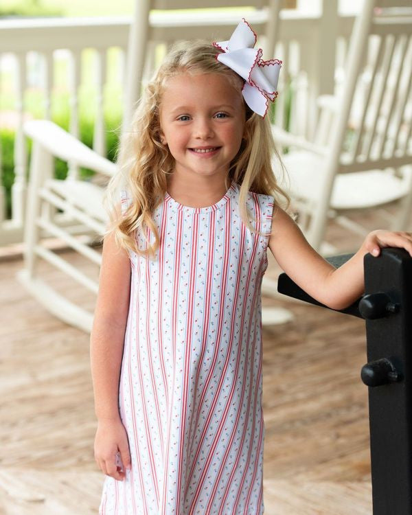 Red Rosebud Stripe Knit Play Dress