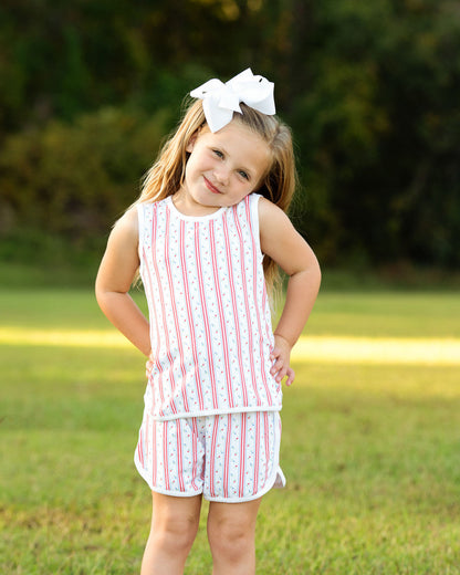 Red Rosebud Stripe Knit Play Set