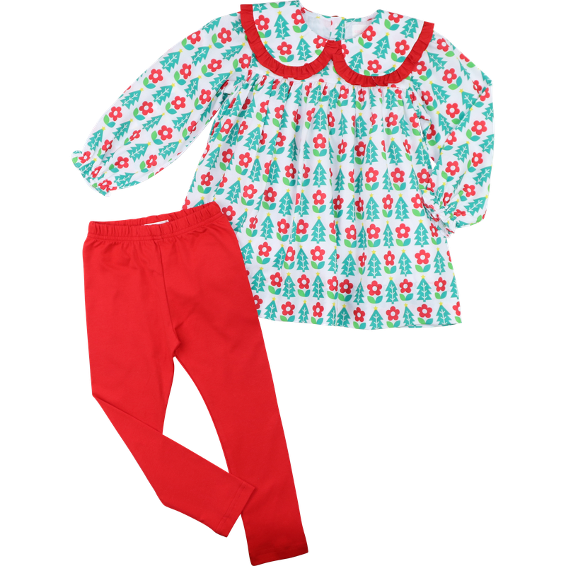 Holiday Floral Block Legging Set