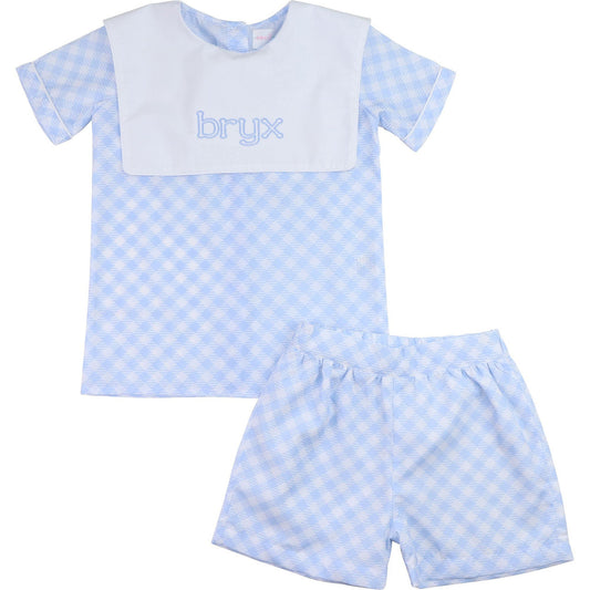 Blue Plaid Short Set