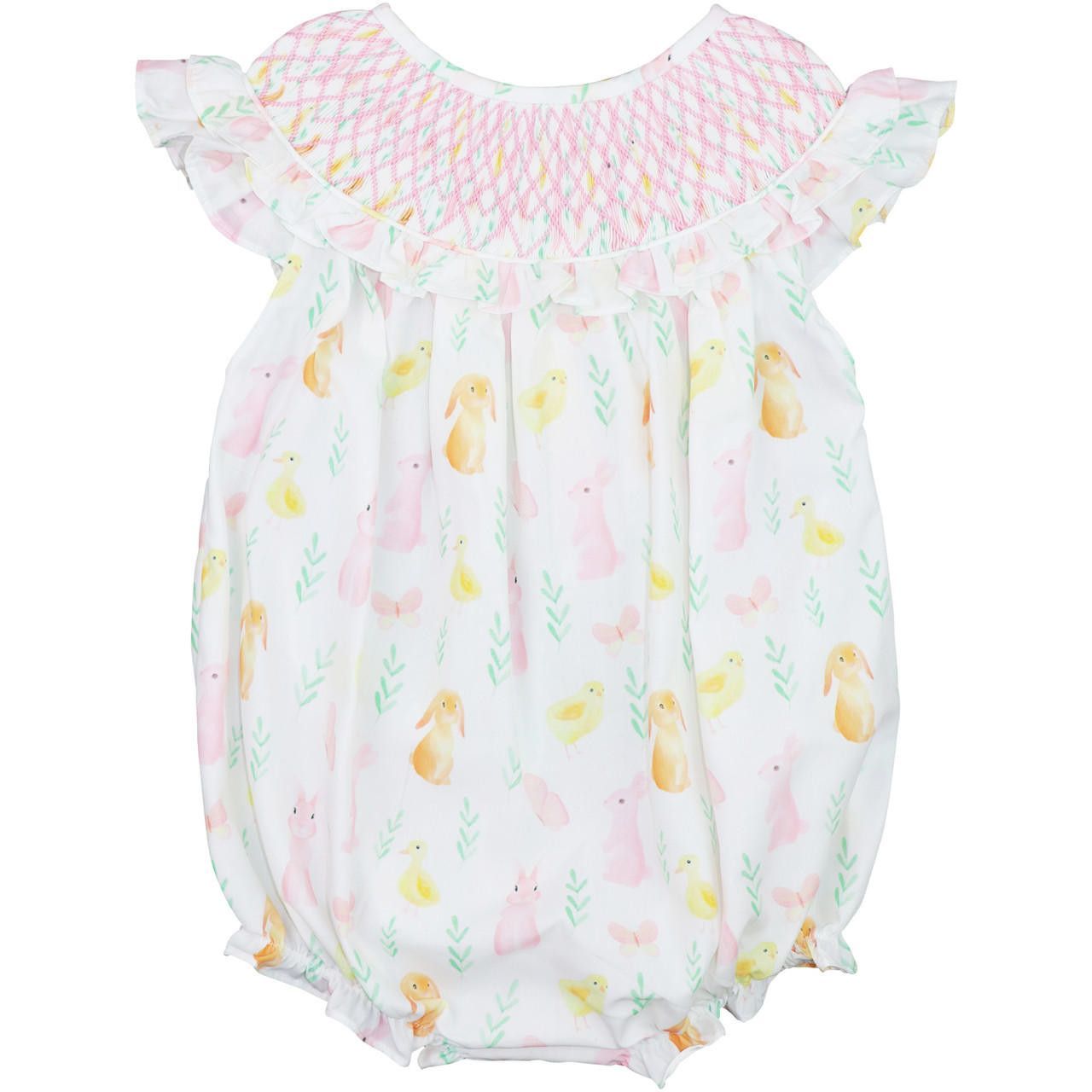 Pink Smocked Sweet Bunnies Bubble