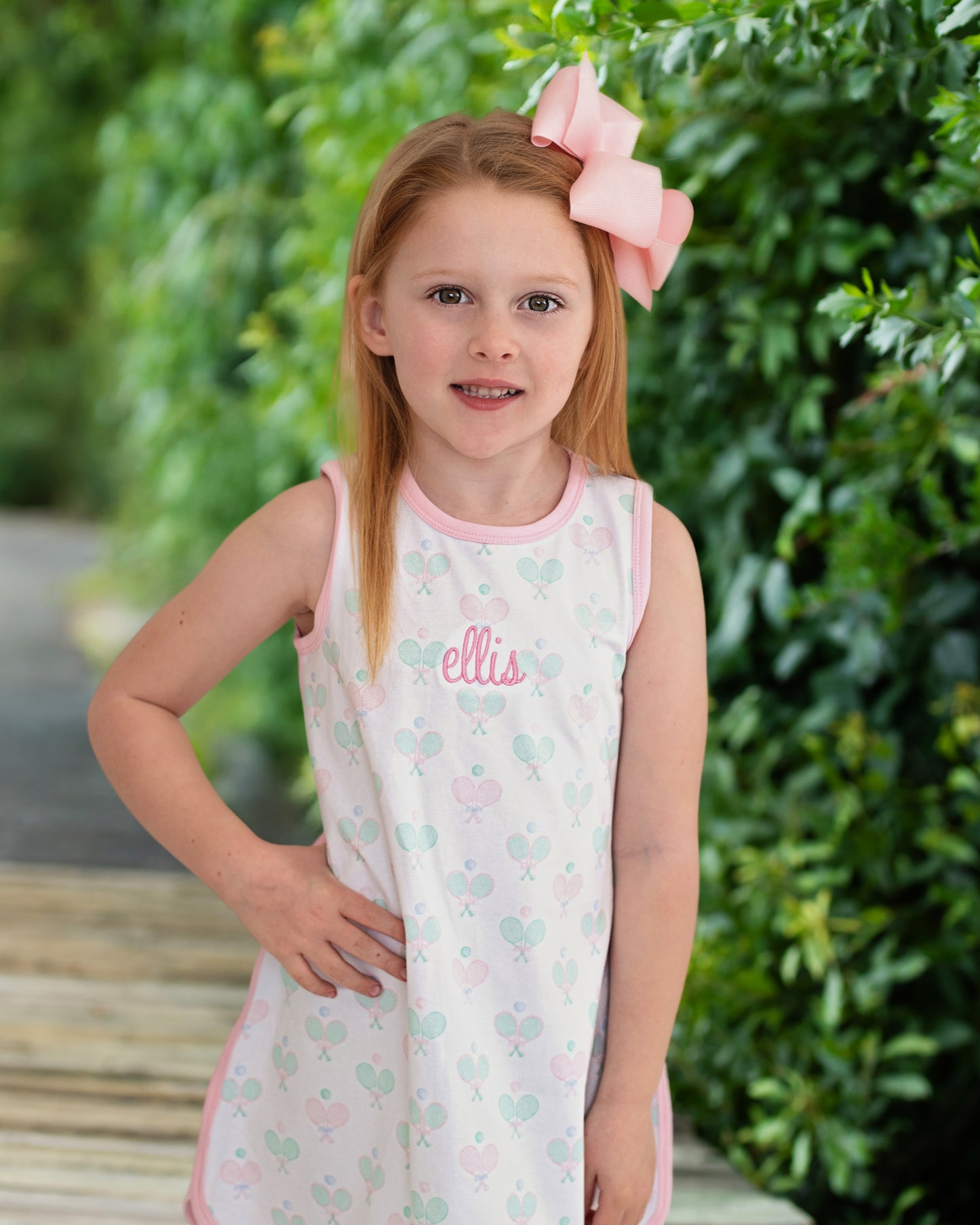 Pink And Mint Tennis Print Knit Play Dress