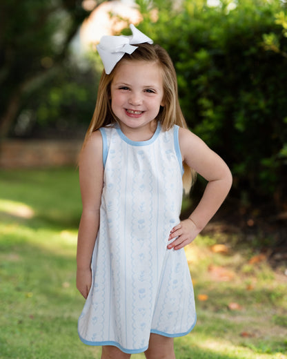 Blue Floral Stripe Knit Play Dress