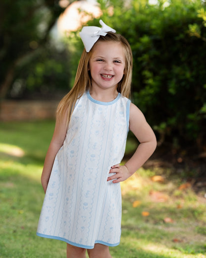 Blue Floral Stripe Knit Play Dress