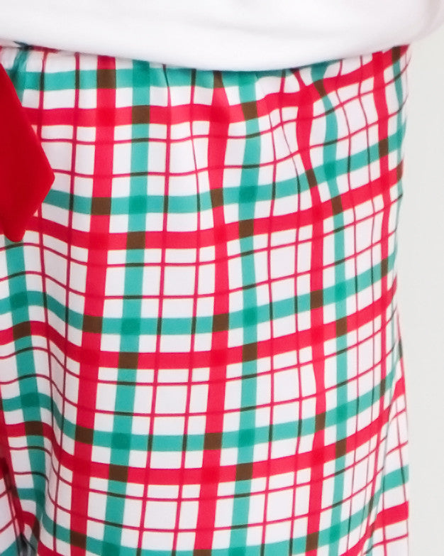 Red And Green Christmas Plaid Knit Pajama Pants