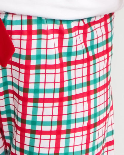 Red And Green Christmas Plaid Knit Pajama Pants