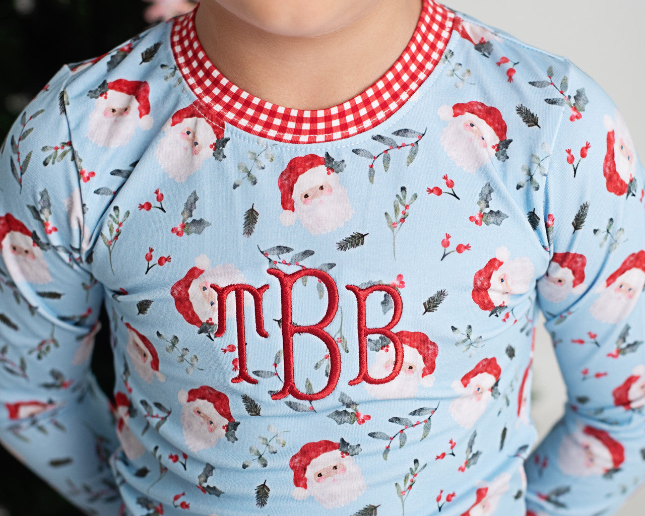 Blue And Red Knit Santa Pajamas