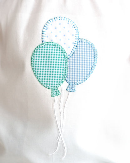 Blue Pique Birthday Balloons Diaper Set