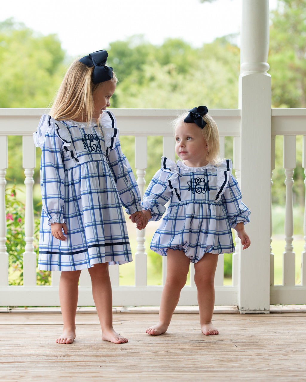 Blue And Navy Plaid Ruffle Dress