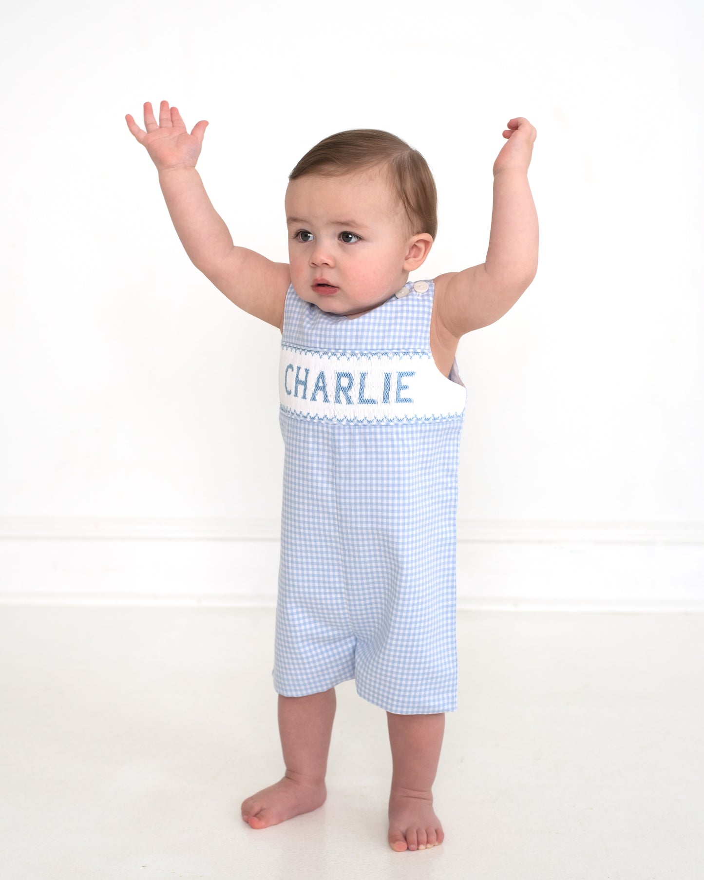 Blue Gingham Custom Smocked Jon Jon