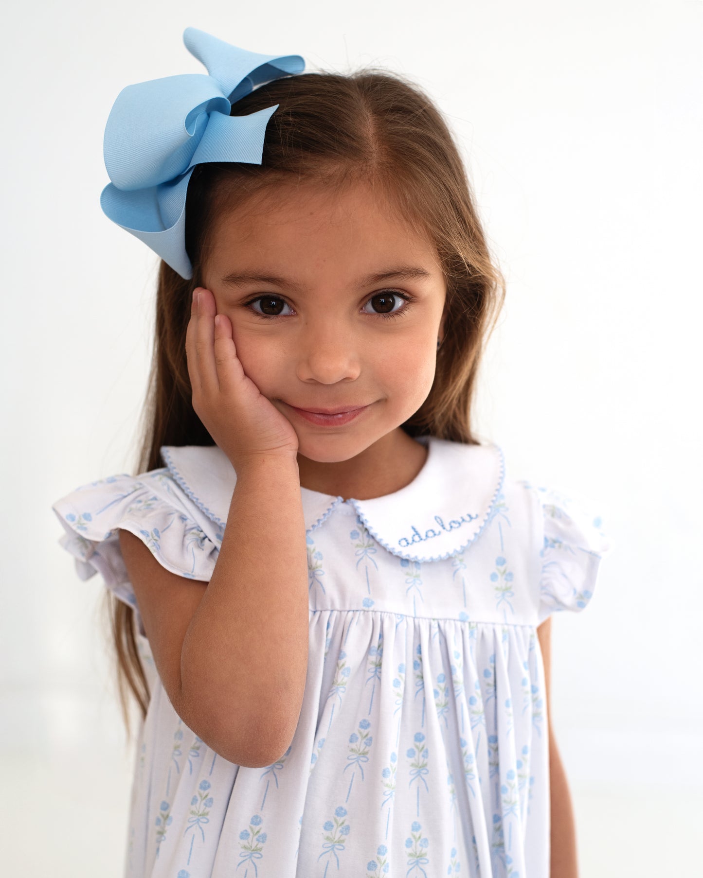 Blue Floral Print Knit Dress