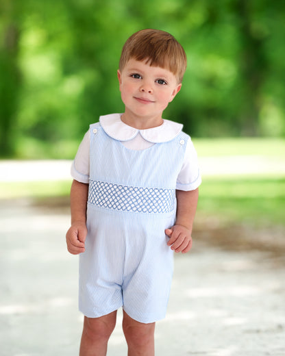 Blue Striped Smocked Jon Jon Set