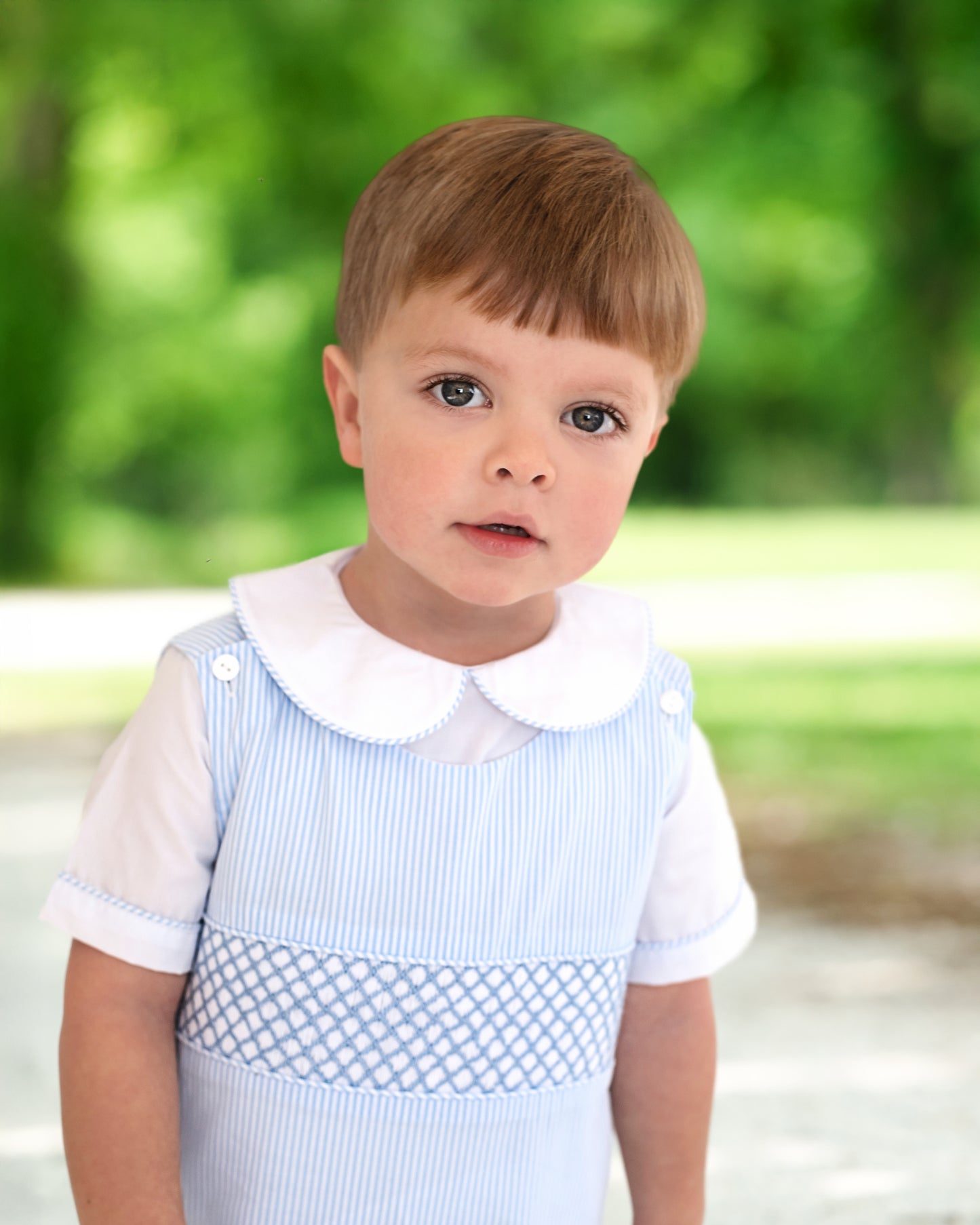 Blue Striped Smocked Jon Jon Set