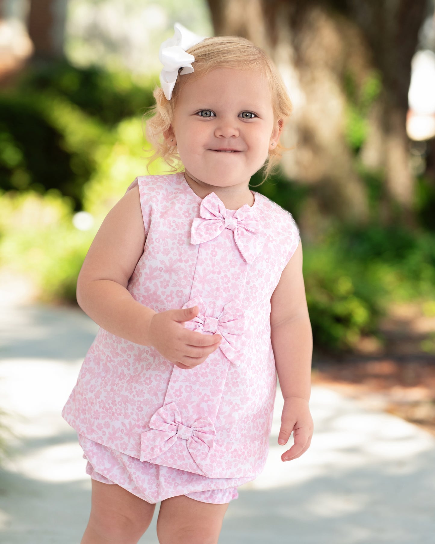 Pink Floral Bow Diaper Set