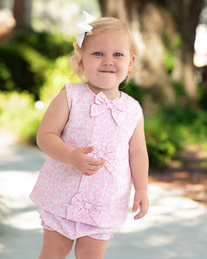 Pink Floral Bow Diaper Set