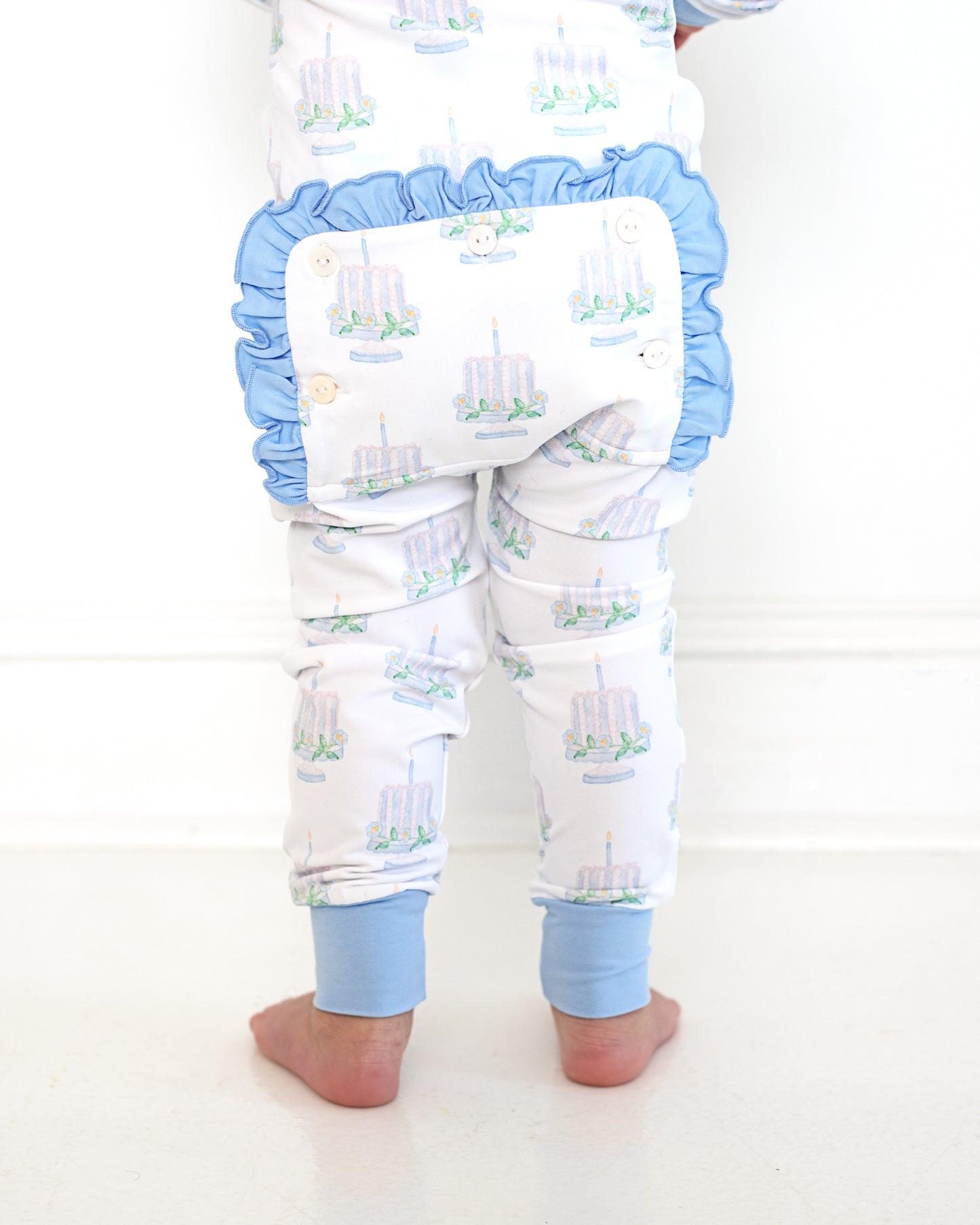 Blue Birthday Cake Knit Zipper Pajamas