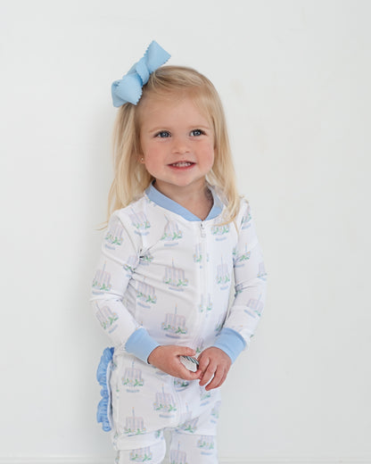 Blue Birthday Cake Knit Zipper Pajamas