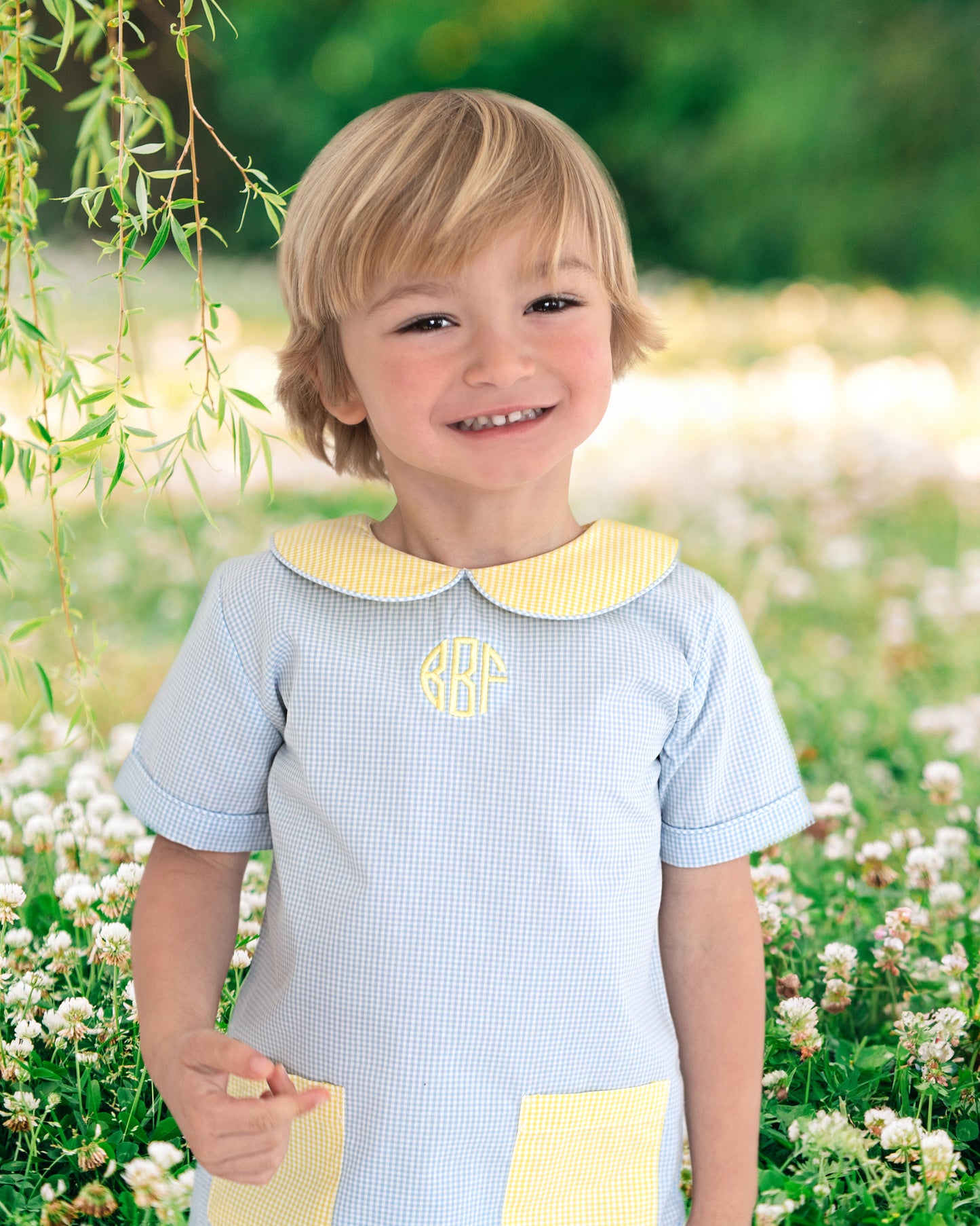 Blue And Yellow Gingham Short Set