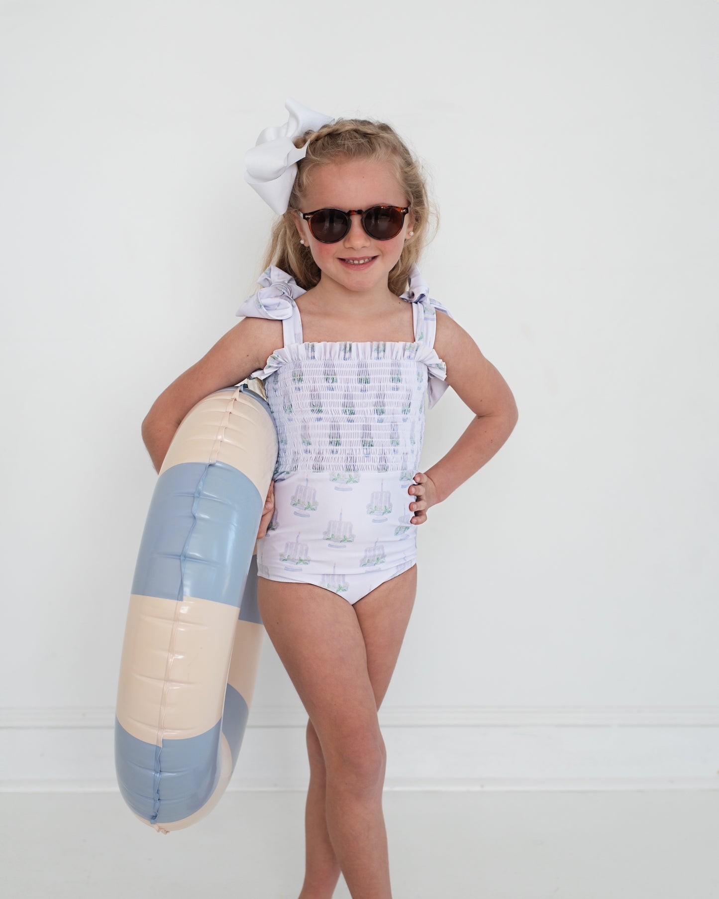 Smocked Birthday Cake Lycra Swimsuit