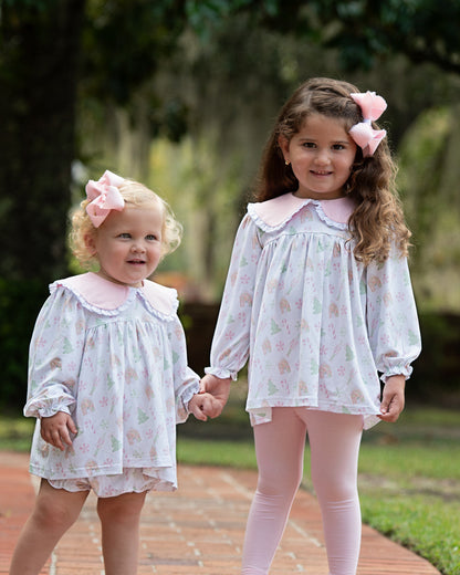 Pink Christmas Tree And Candy Knit Diaper Set