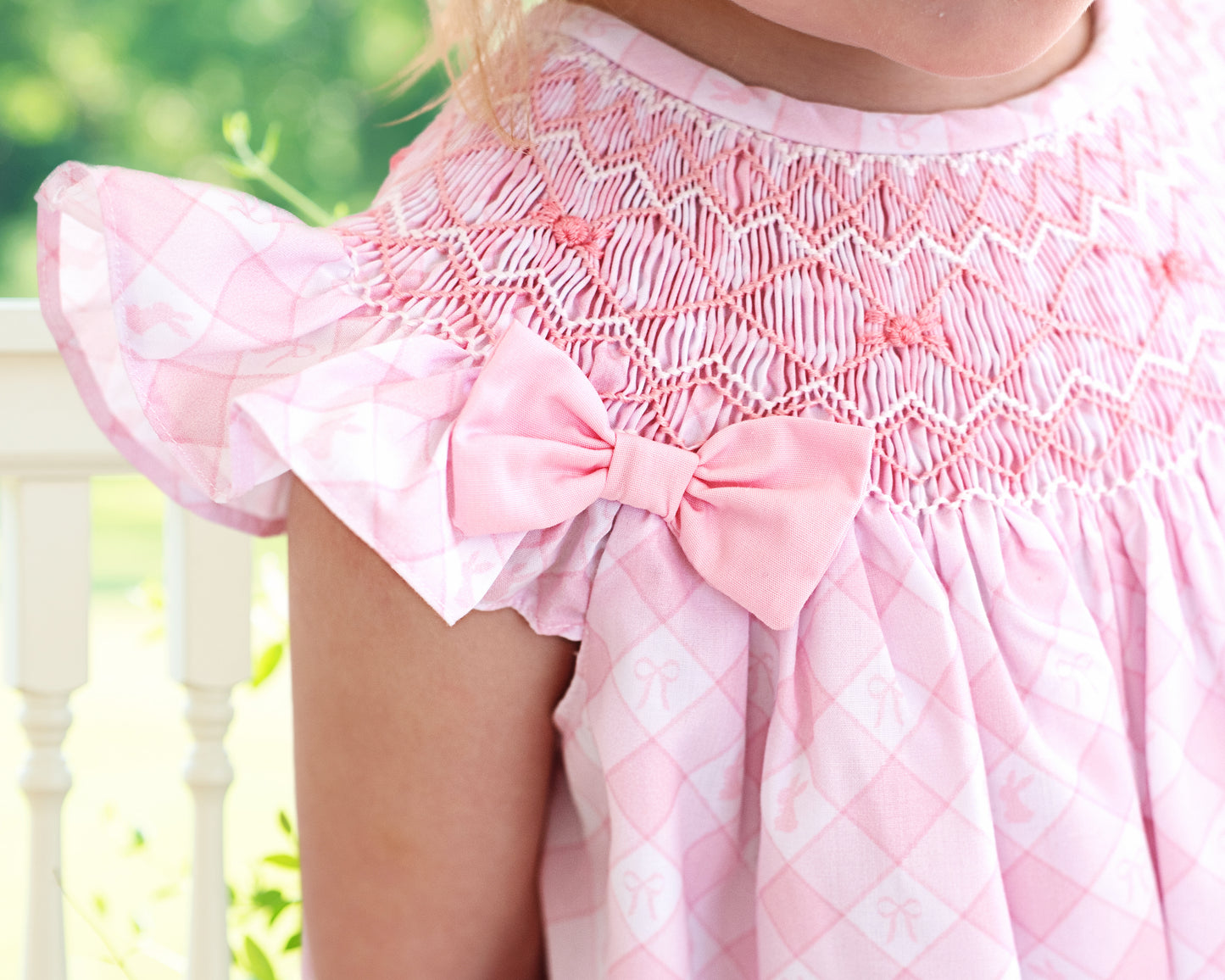 Pink Check Bunny And Bow Dress