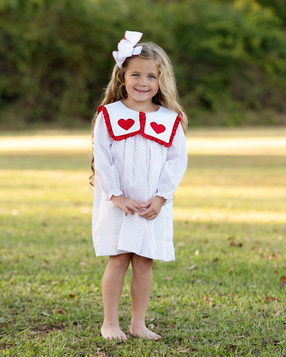 Red Dot Pique Applique Hearts Dress