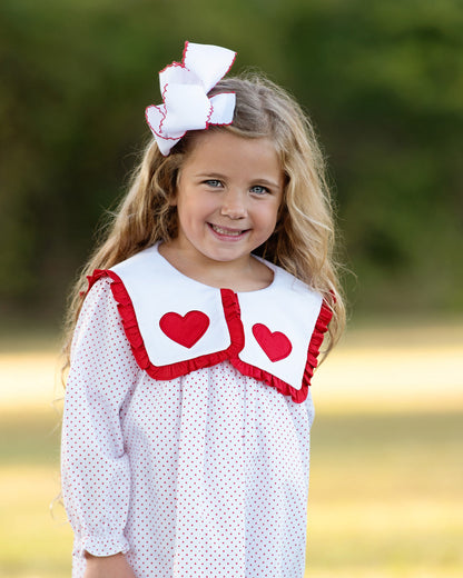 Red Dot Pique Applique Hearts Dress