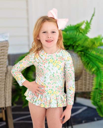 Floral Lycra Rashguard Swimsuit