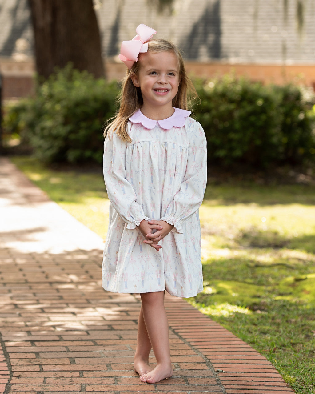 Pink Corduroy Nutcracker and Bow Dress