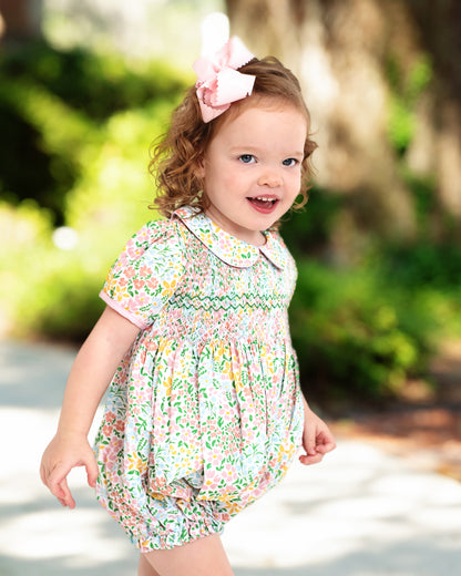 Spring Floral Smocked Bubble