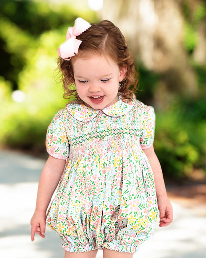 Spring Floral Smocked Bubble