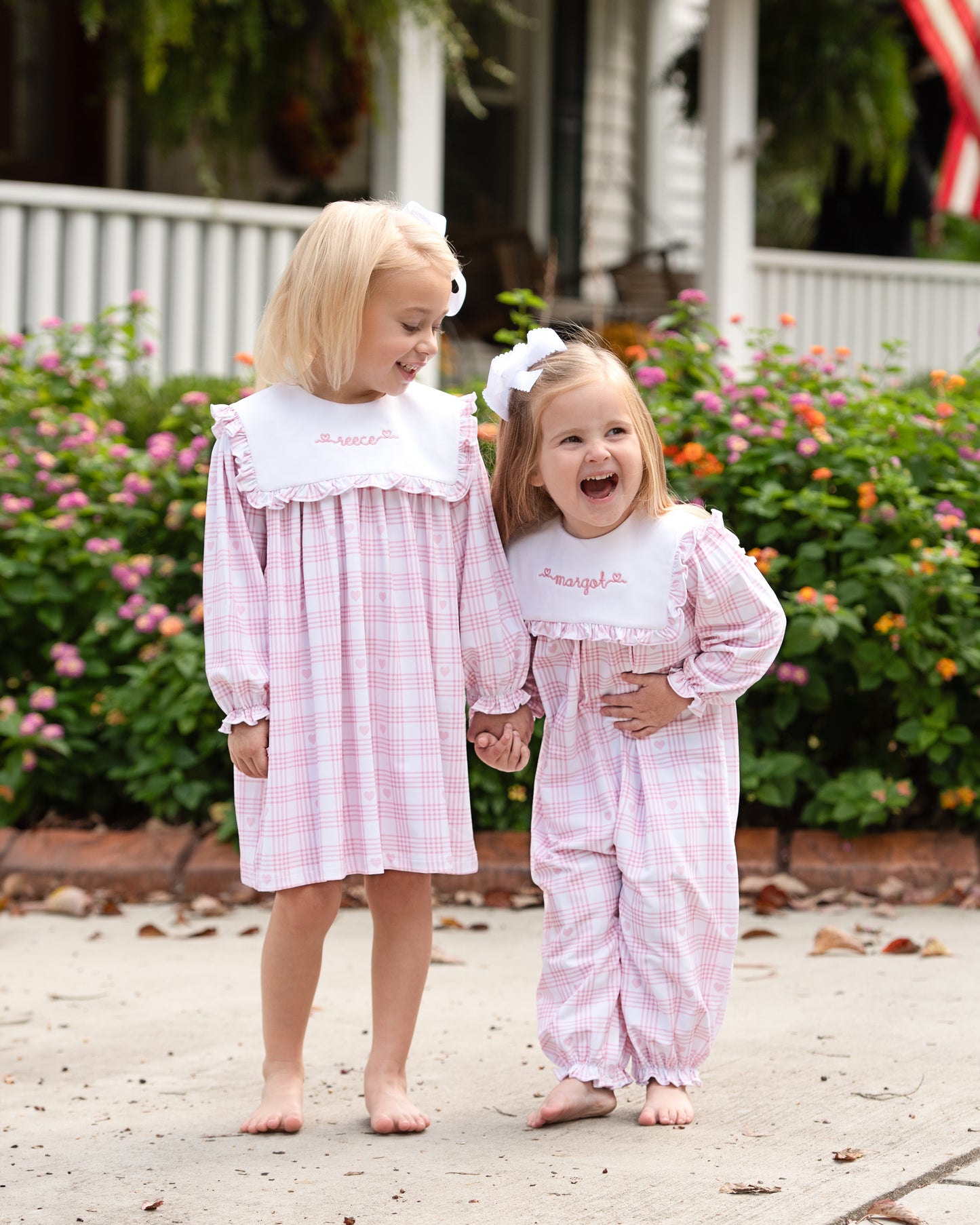 Pink Knit Plaid Heart Long Bubble