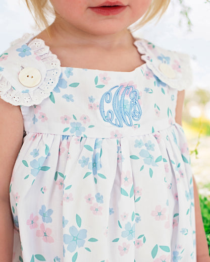 Pink And Blue Floral Eyelet Bubble