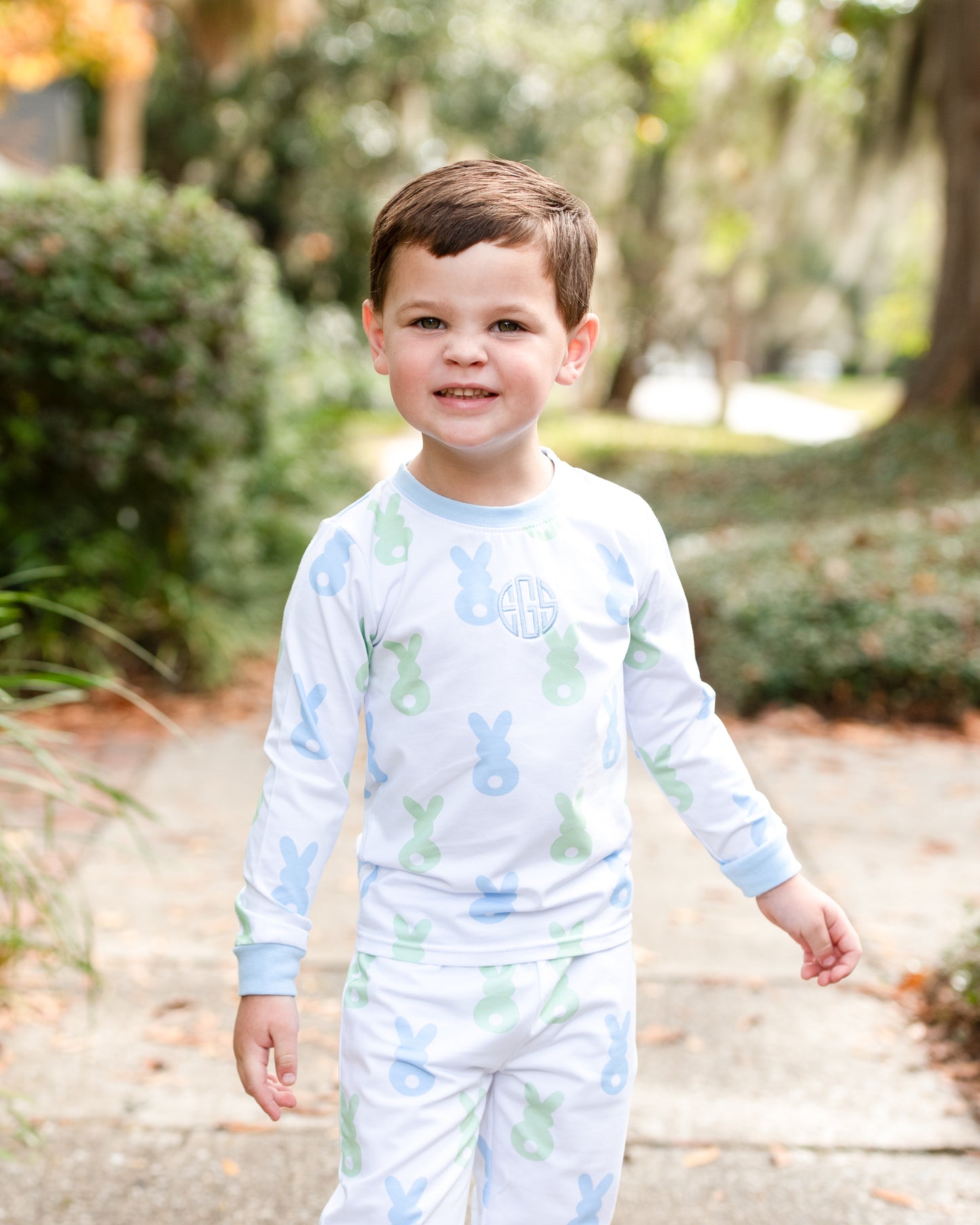 Blue And Green Knit Bunny Pajamas