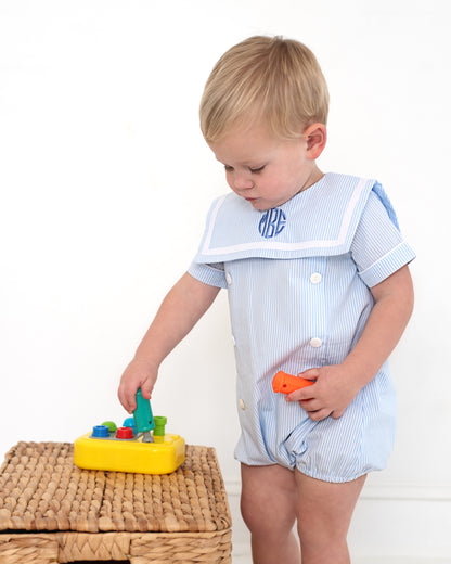 Blue Striped Button Bubble