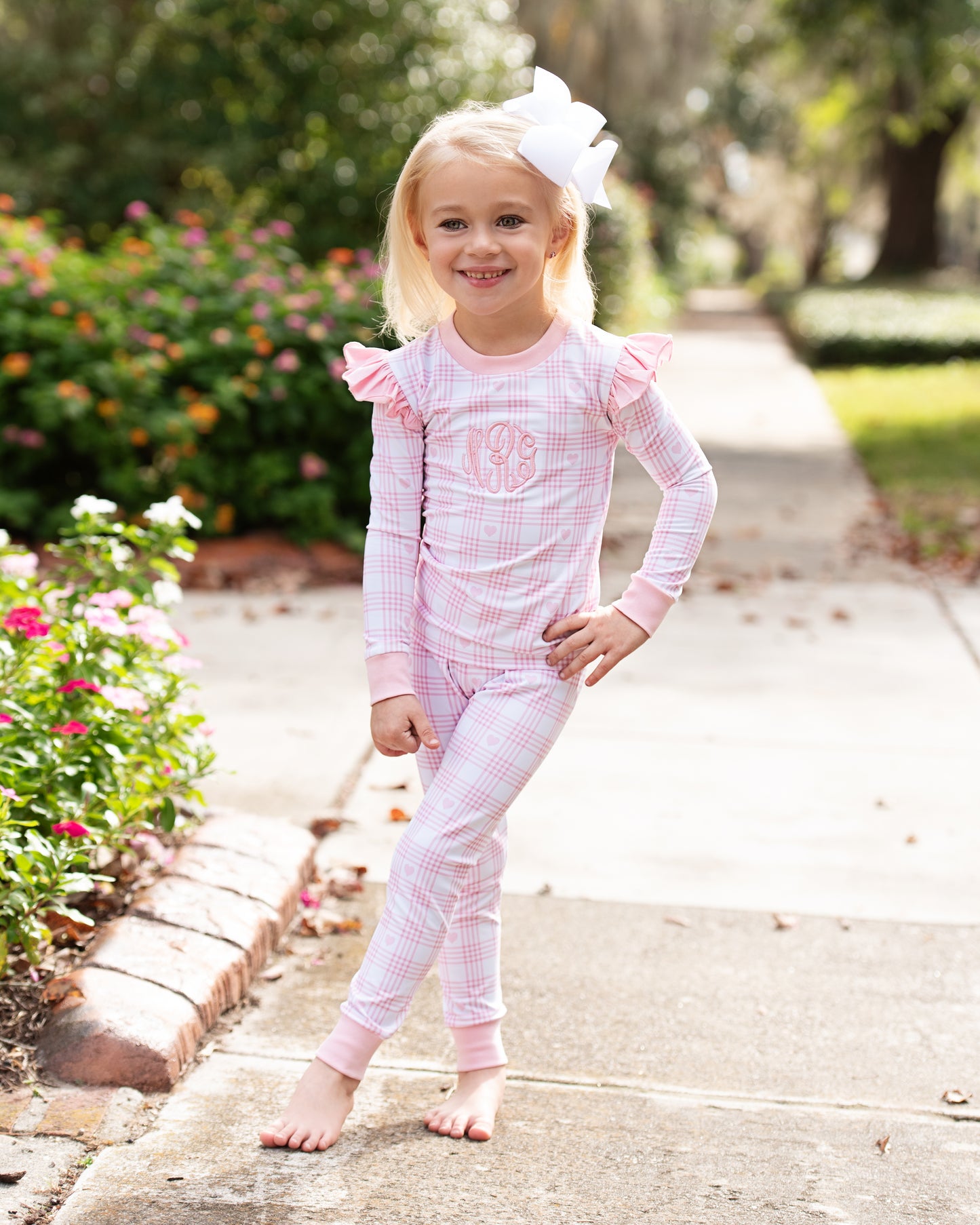 Pink Knit Plaid Heart Pajamas