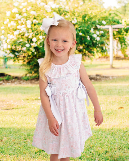 Pink And White Flower And Bow Dress