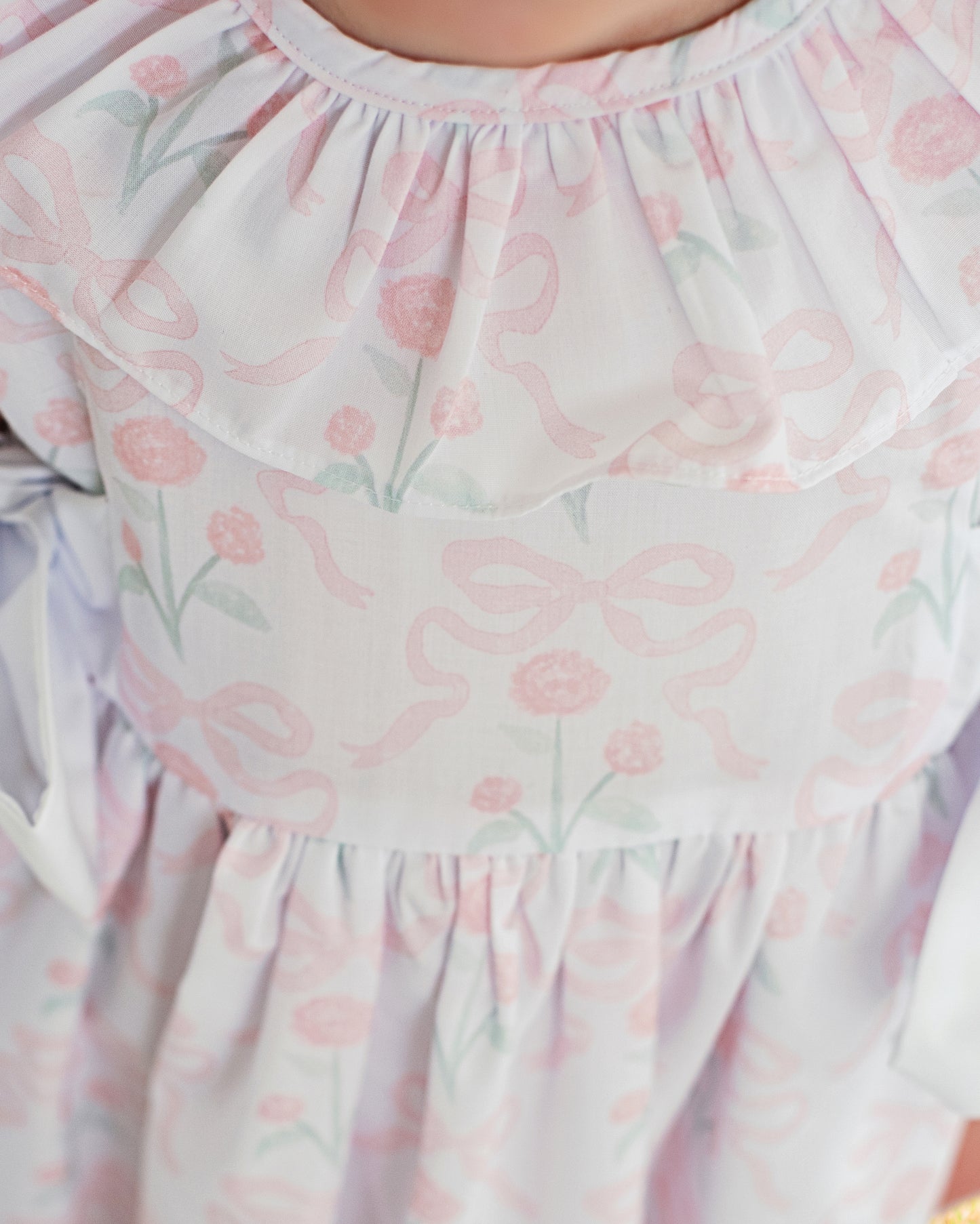 Pink And White Flower And Bow Dress