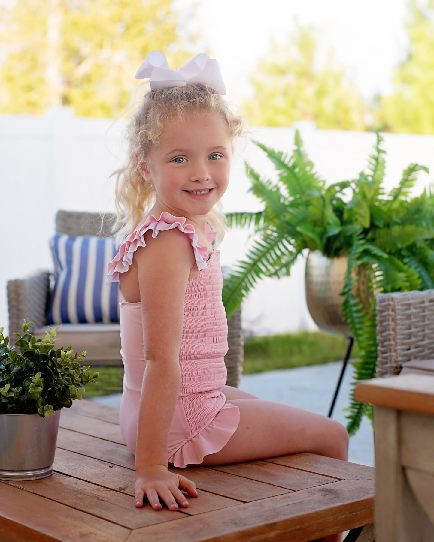 Pink Ruched Lycra Swimsuit