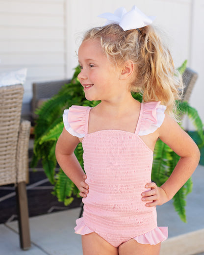 Pink Ruched Lycra Swimsuit