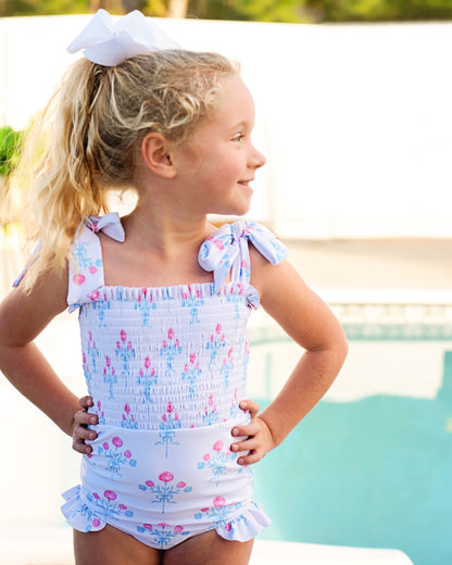 Blue And Pink Hydrangea Bouquet Lycra Swimsuit