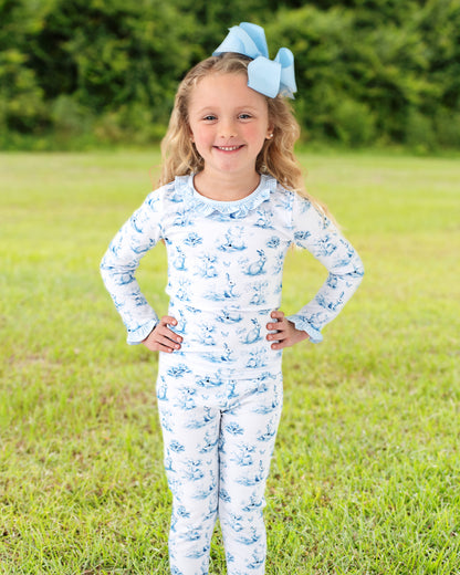 Blue Toile Bunny Knit Pajamas