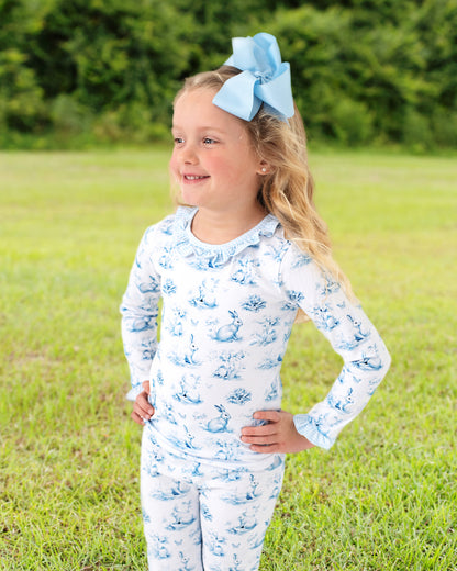 Blue Toile Bunny Knit Pajamas