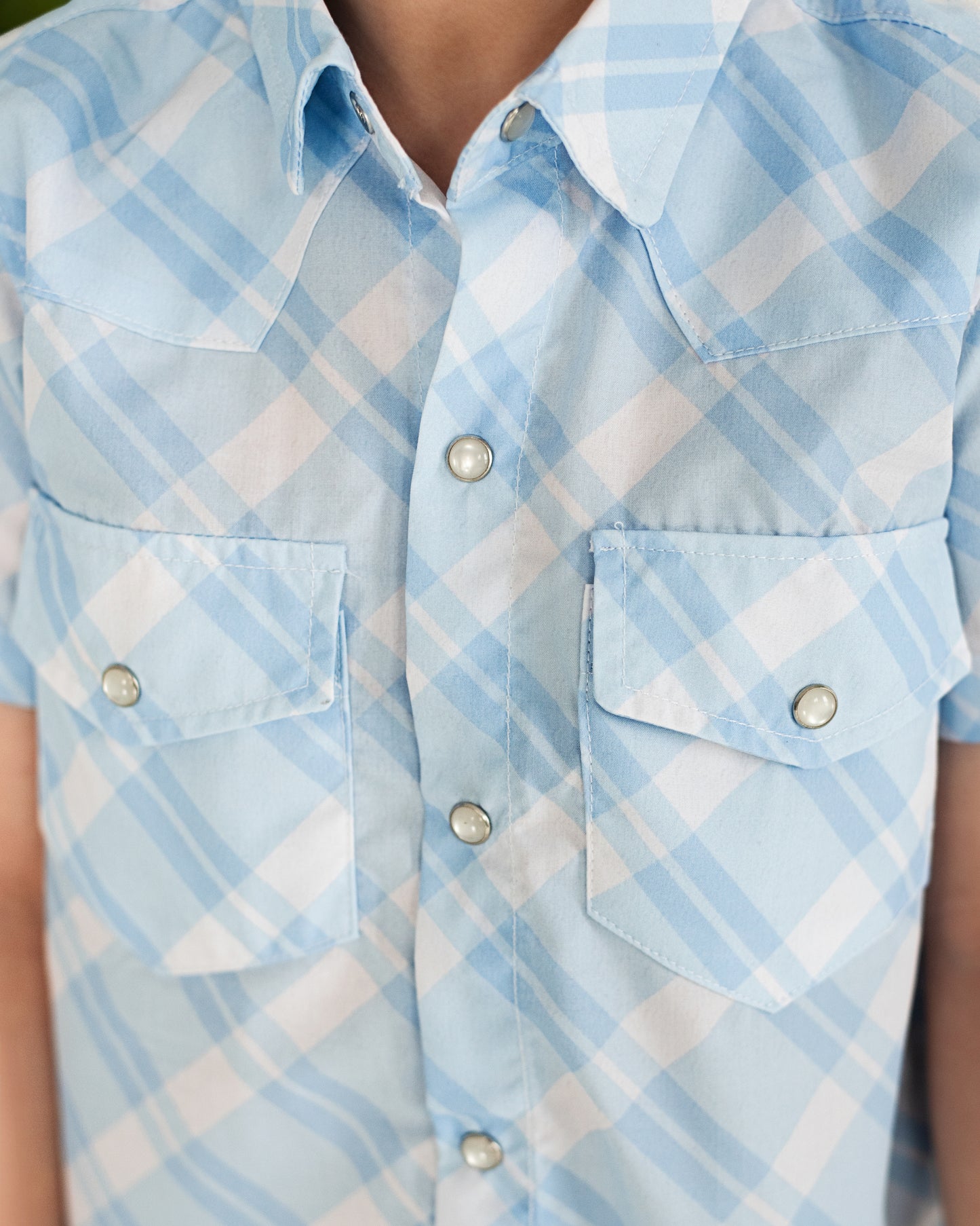 Blue Plaid Pearl Snap Shirt