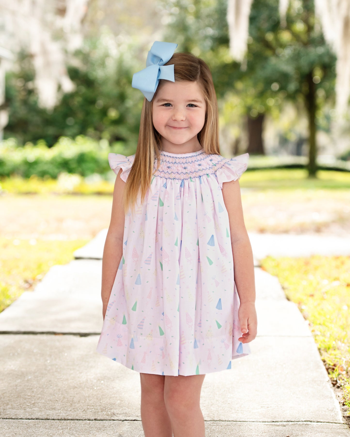 Pink And Blue Smocked Birthday Hat Dress