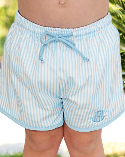 Blue Striped Swim Trunks