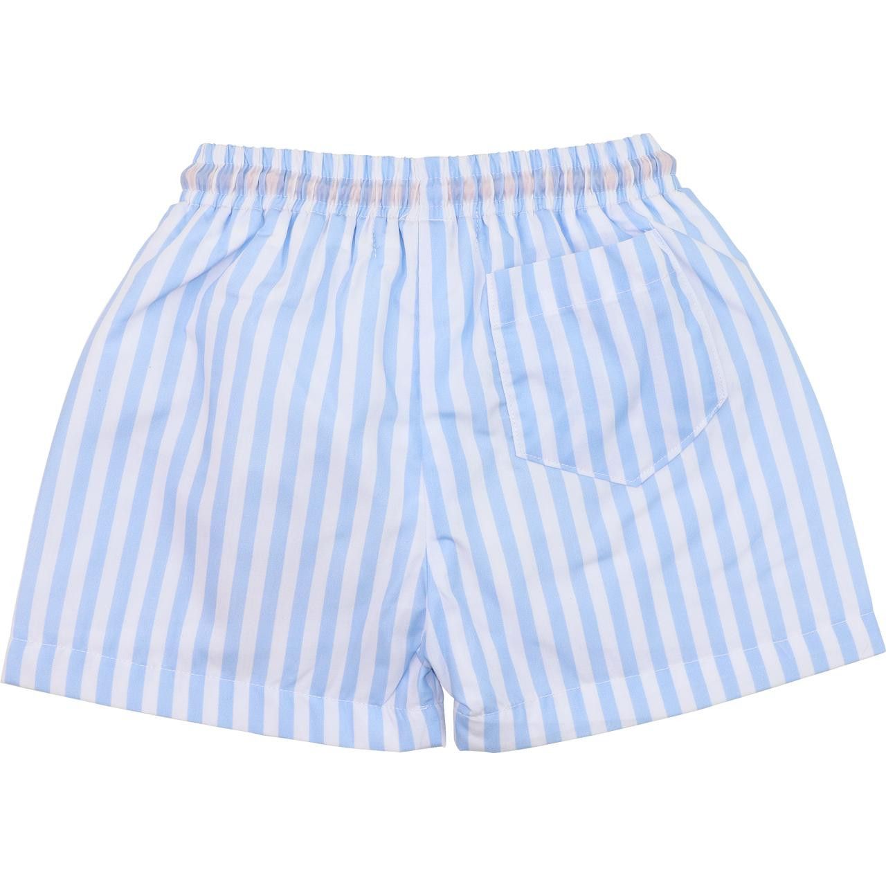 Blue And White Striped Swim Trunk